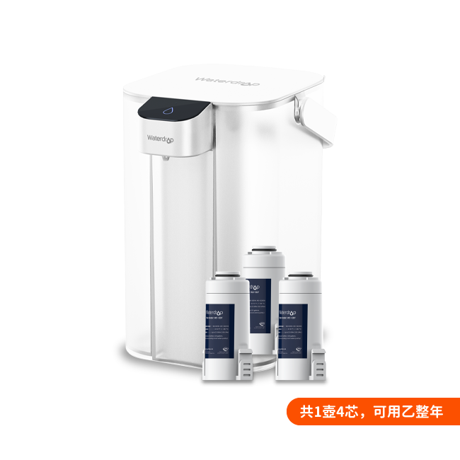 愛惠浦淨水器、濾水器產品 - Ｗaterdrop  Electric 電動濾水壺 (白色)+EDF濾芯3入(共1壺4芯/乙年份)