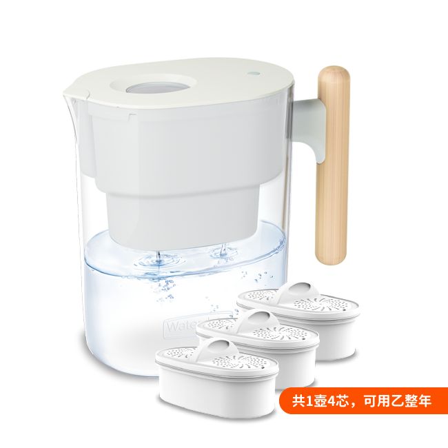 愛惠浦淨水器、濾水器產品 - Ｗaterdrop  Chubby 圓滾滾濾水壺 (白色)+PF濾芯3入(共1壺4芯/乙年份)